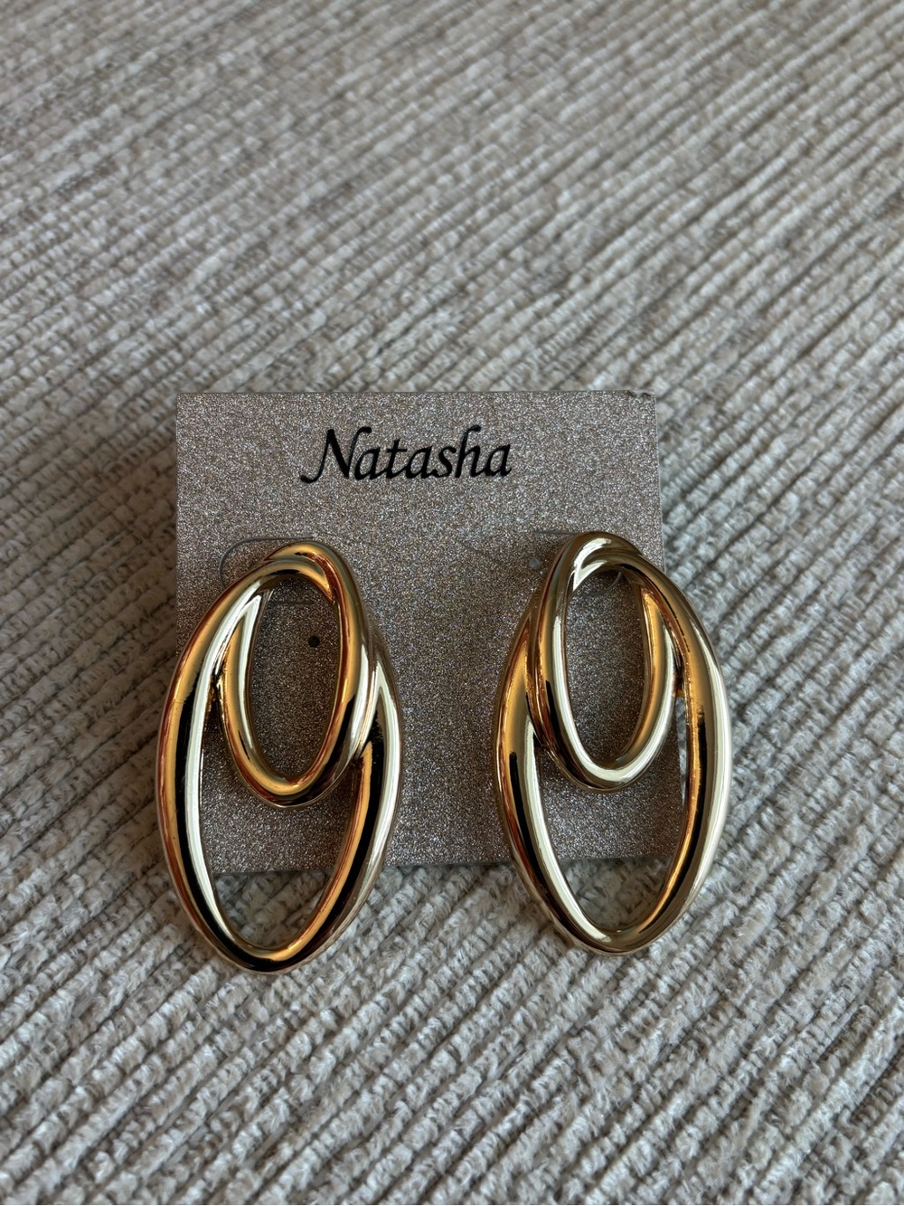 Natasha Gold Interlocking Oval Drop Earrings